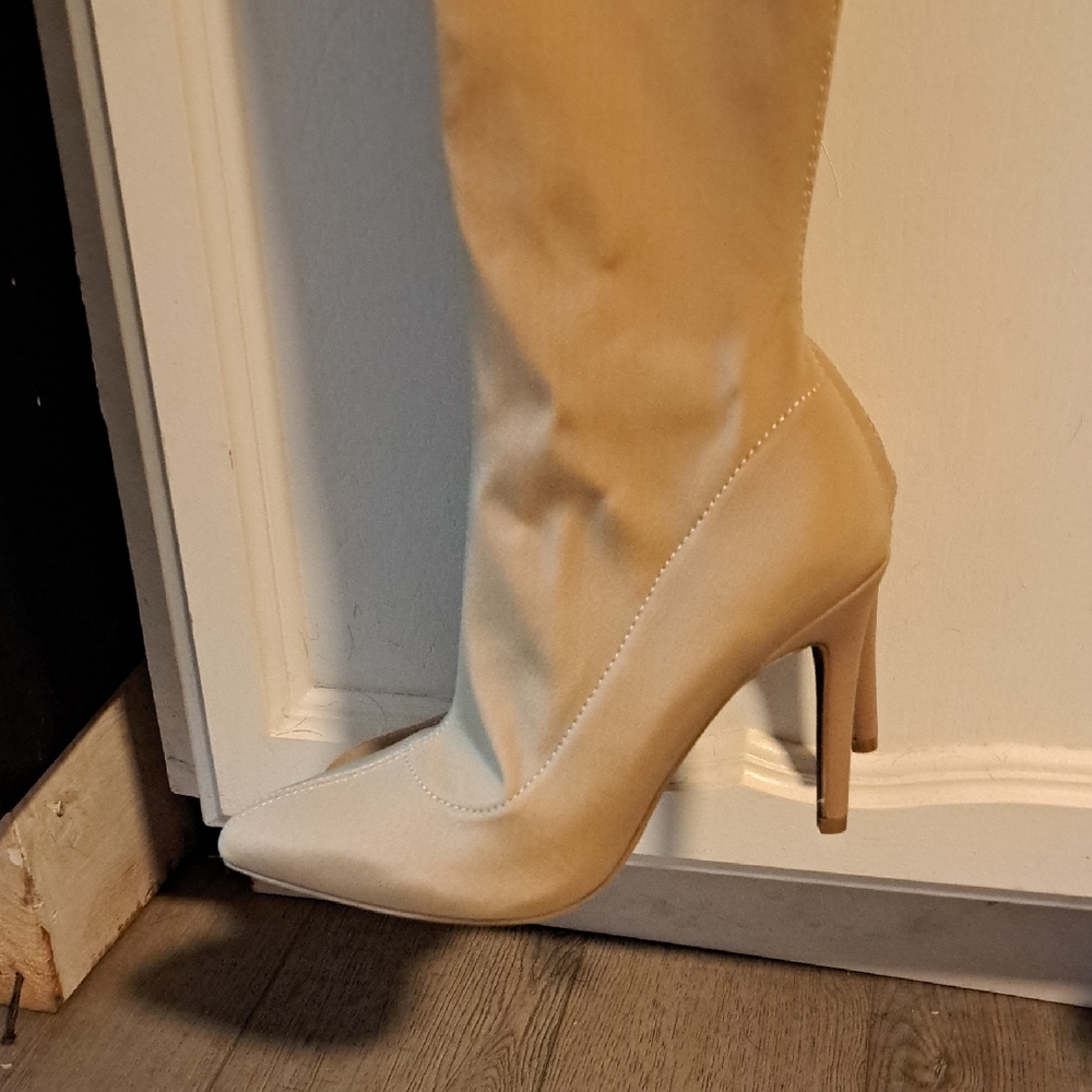 Chic Beige Heeled Boots for Women